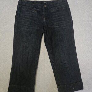 A.N.A Women's Jeans 14 Distressed Black Denim Crop
